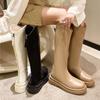 But Knee Boots Women's Autumn and Winter New British Style V-port Thick-soled Martin Boots Rear Zipper High Knight Boots