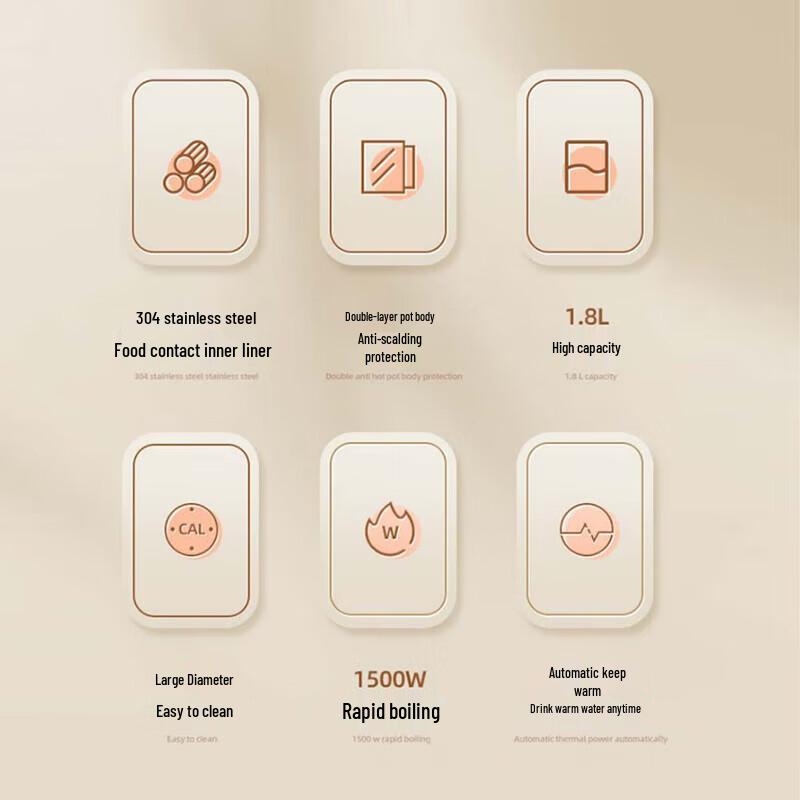 CHIGO 1.8L Double-Wall Electric Kettle