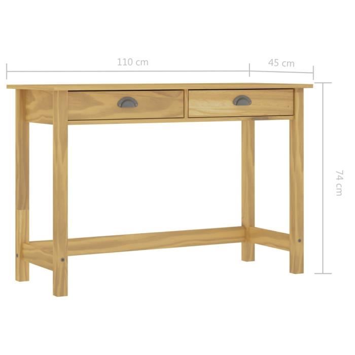 VidaXL Table console Hill Range avec 2 tiroirs 110x45x74 cm Pin solide