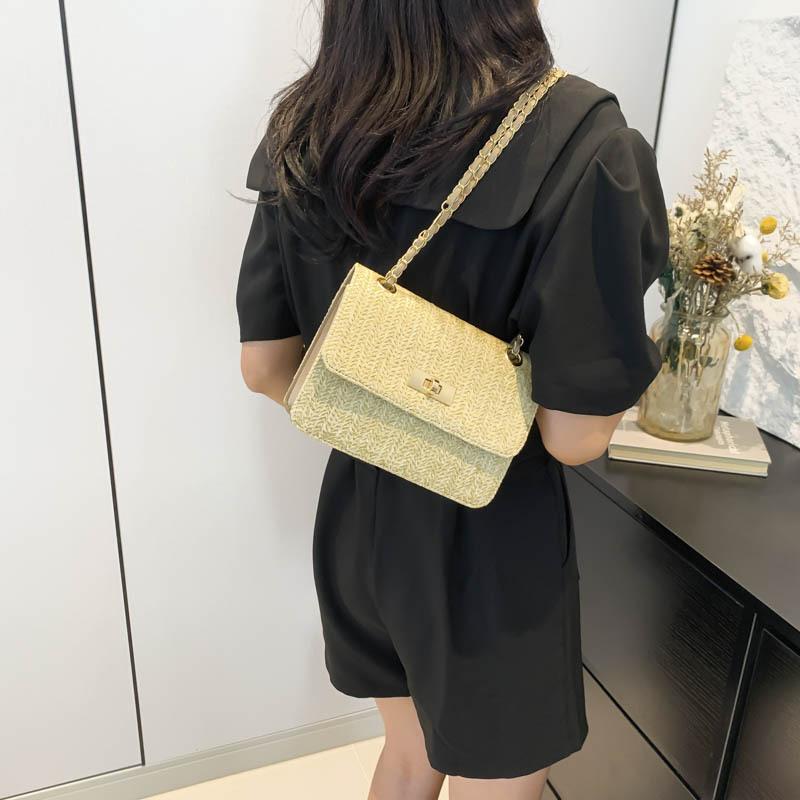 New Summer Small Square Bag Trendy Korean Version Knitted Fashionable Temperament Commuting Beautiful Lady Casual Small Bag Women