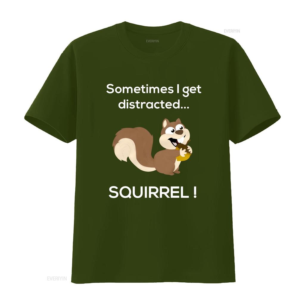 Funny Distracted Squirrel T Shirt Animal Zoo Farm Meme  vintage Washed streetwear Unisex homme Stretched Comfortable Casual