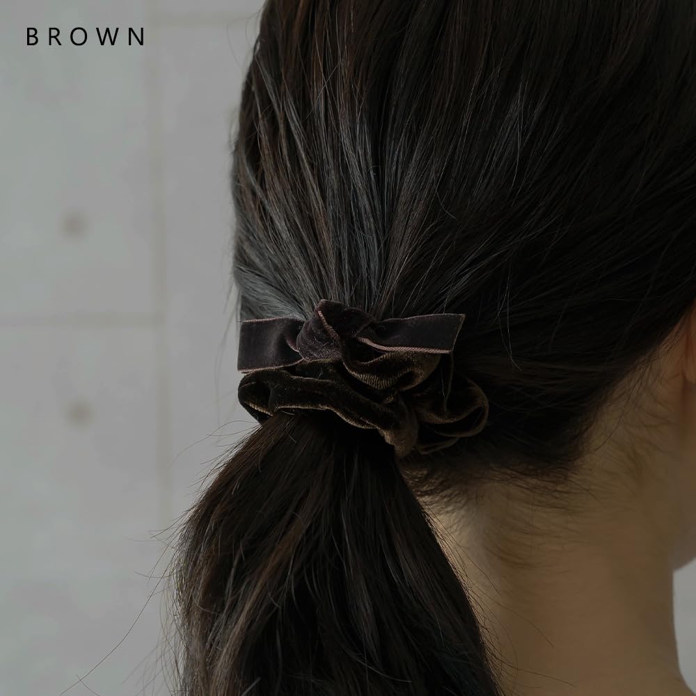 JewelVOX Scrunchie Hair Velvet Ribbon Hair Simple and Cute for Adults Tie, Women's Accessory, (Black)