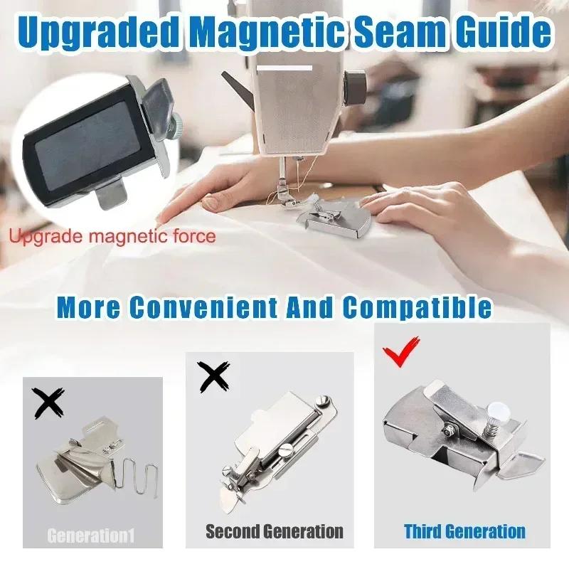 Sewing Machine Presser Foot for Brother/Singer/Janome | Magnetic Seam Guide Sewing Machine Gauge Hemmer Guide Edge Locator