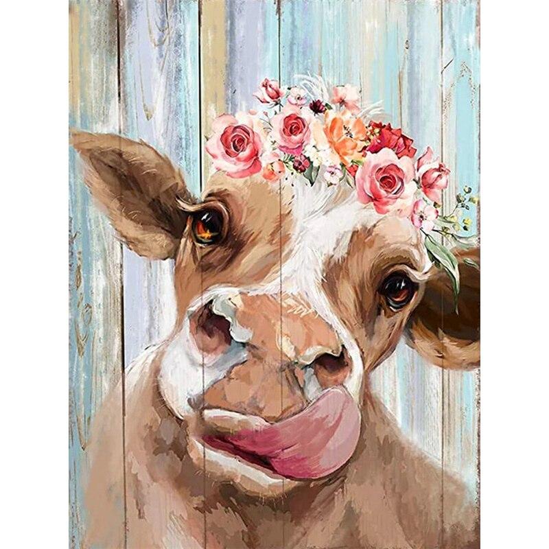 Noua pictură cu diamant 5D bricolaj, bovine, broderie cu diamante, animale, punct de cruce, găurit rotund complet, meșteșuguri, decorațiuni pentru acasă, cadou manual