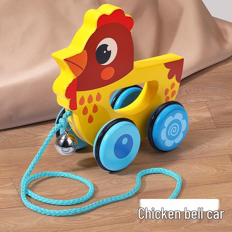 Wooden Pull-Along Cartoon Animal Walker for Toddlers