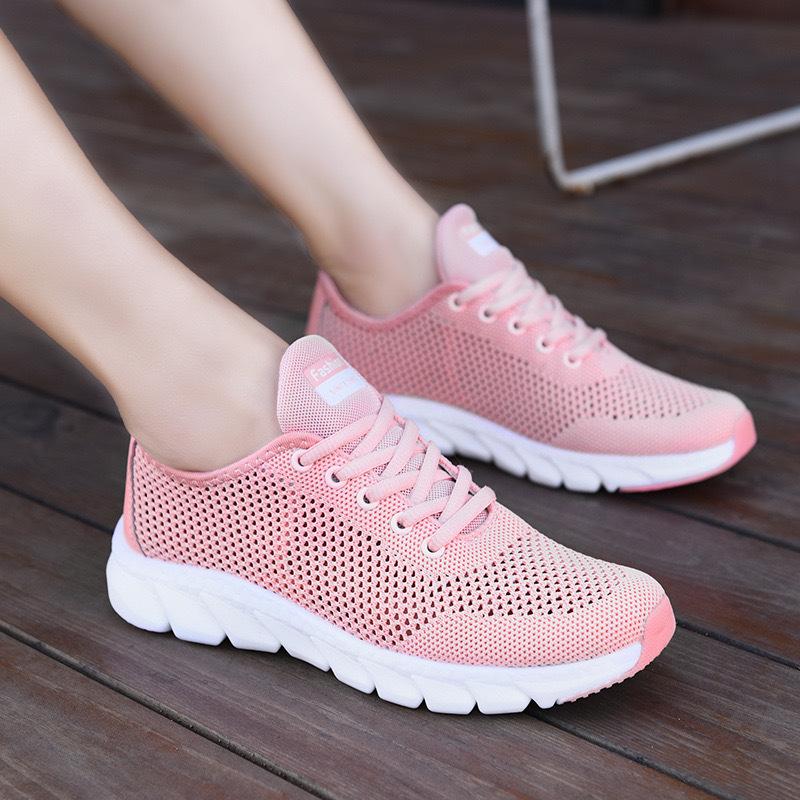 Summer new women's shoes large size foreign trade fly-woven breathable Korean version versatile lace-up hollow large mesh casual shoes