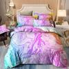 Colorful Floral Marble Quilt Doona Duvet Cover Set Soft Bed All Size Pillowcases