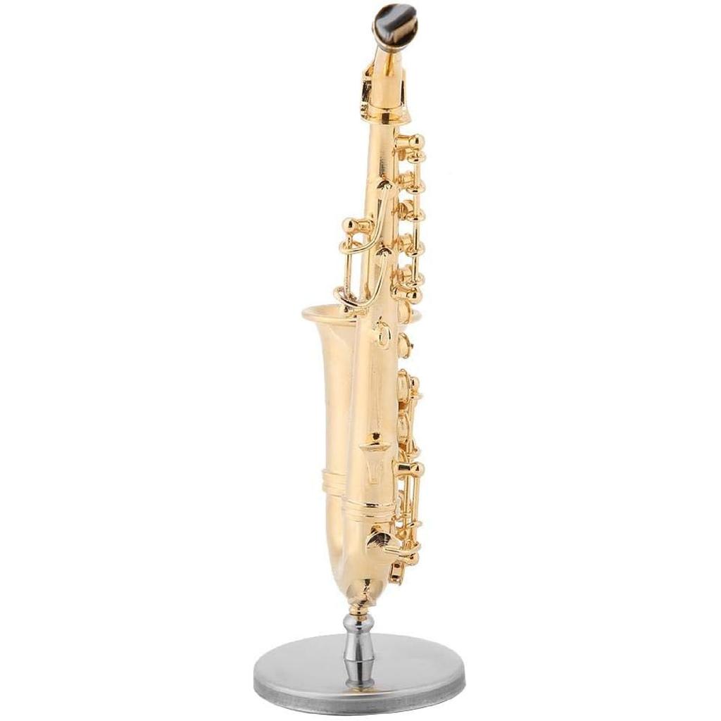 Maxmartt Miniature Alto Saxophone Replica with Stand and Case - Gold Plated Instrument Model Ornaments
