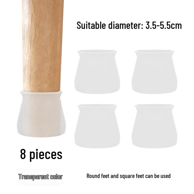 Silicone Non-Slip Chair Leg Covers, Silent Wear-Resistant Pads for Table and Stool Legs, Square-Shaped Protection Set