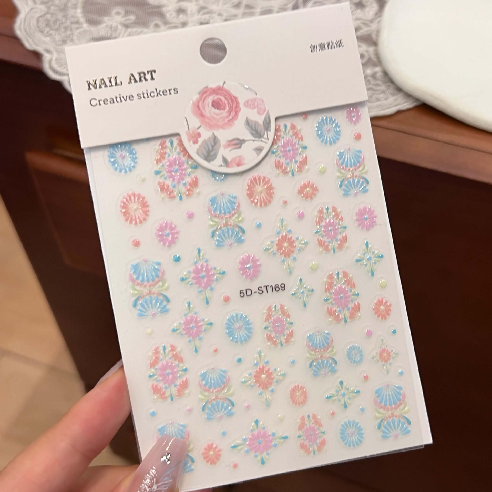 Sweet Color Fireworks Nail Art Sticker Xiaohongshu Makeup Sticker Hot Selling 3D Stereoscopic Nail Sticker 5DST169
