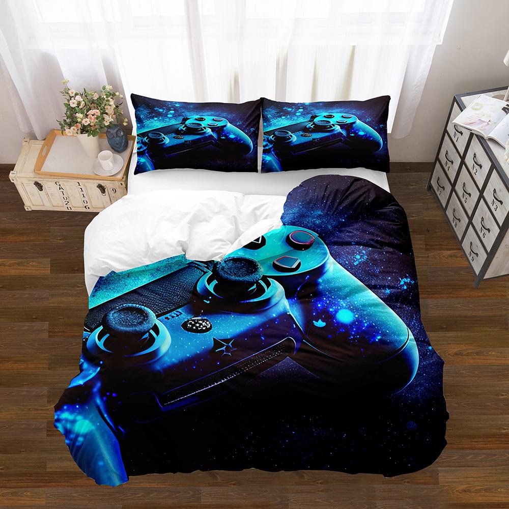 Gamepad Pattern Printing Quilt Cover Pillowcase 3D Digital Printing Three-Piece Set