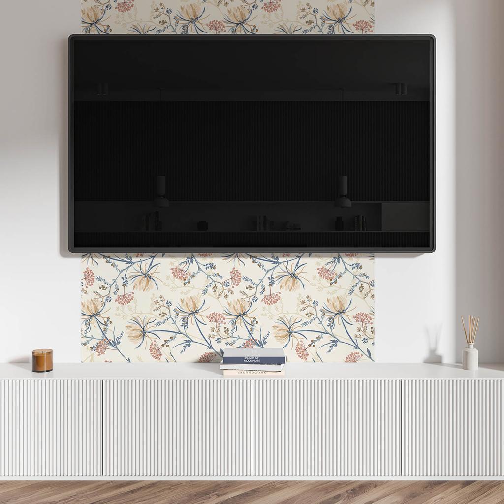 Panel Winylowy Z Wzorem Do Salonu Samoprzylepny 120X60 Cm Kwiatowy Wzór Na Tle