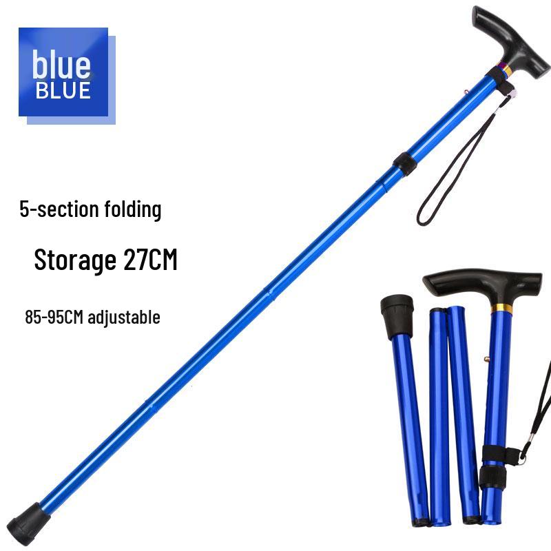 Five-Section Folding Ultra-Short Trekking Poles with T-Handle and Adjustable Telescopic Design for Hiking and Mountaineering