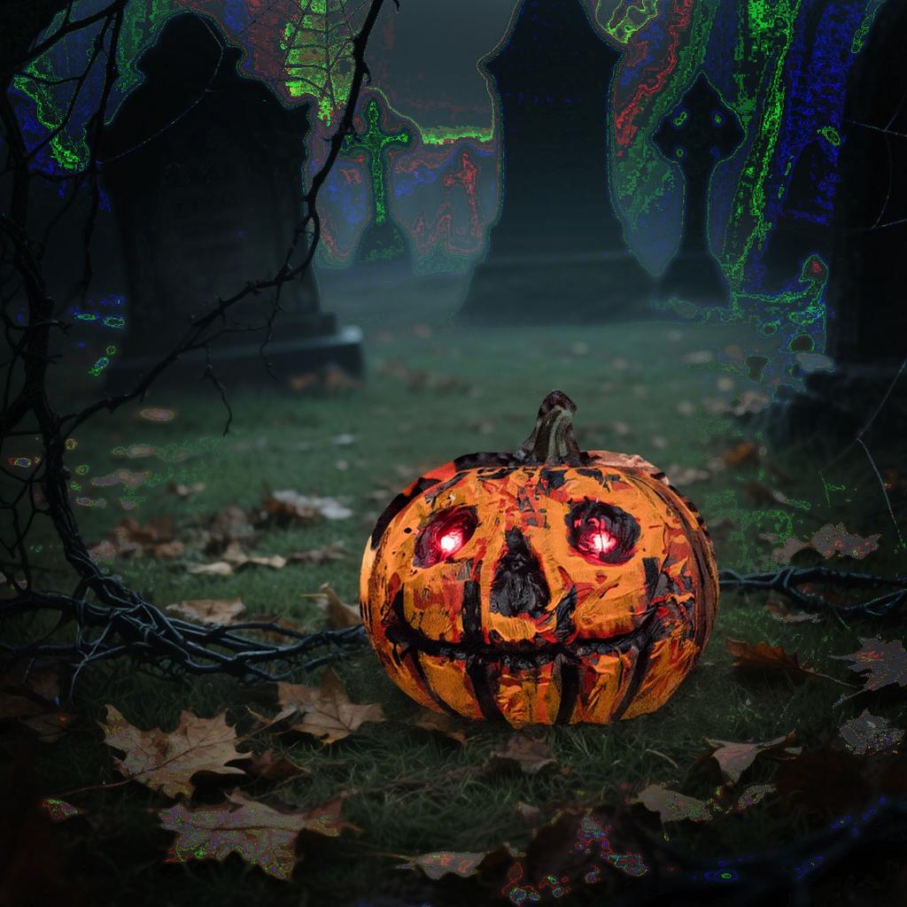 Halloween Pumpkin  Toys Theme Haunted House Room Text Sense Luminous Ornaments Decorations