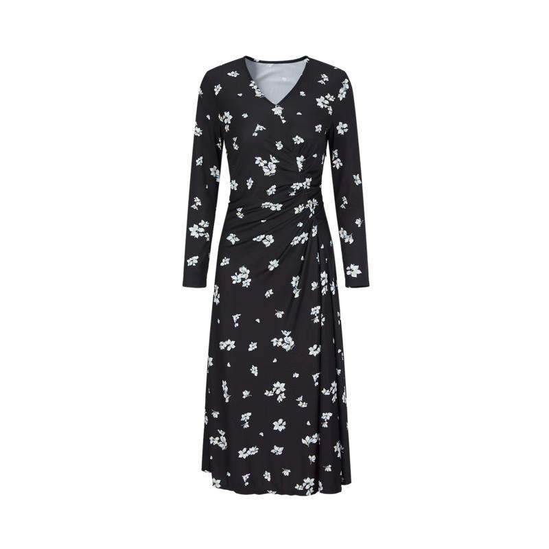 

JUZI ANNACOLE Elegant Floral V-Neck Knit Dress L