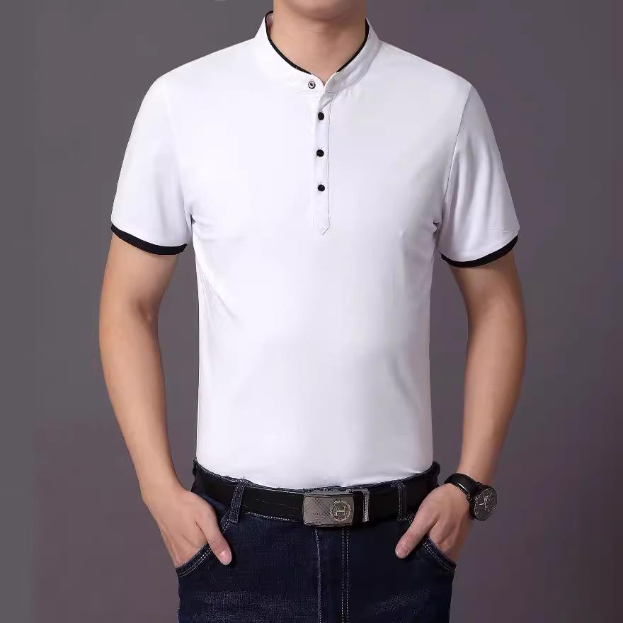 Men's Round Neck Cotton Casual T-Shirt - Solid Color Summer 2025