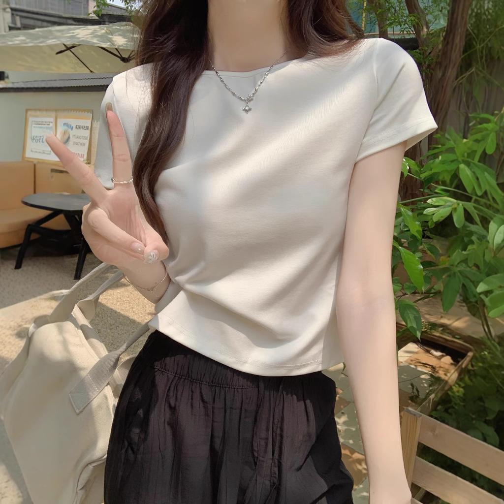 Damen Neues Sommerdesign Nische Rundhals Kurztop