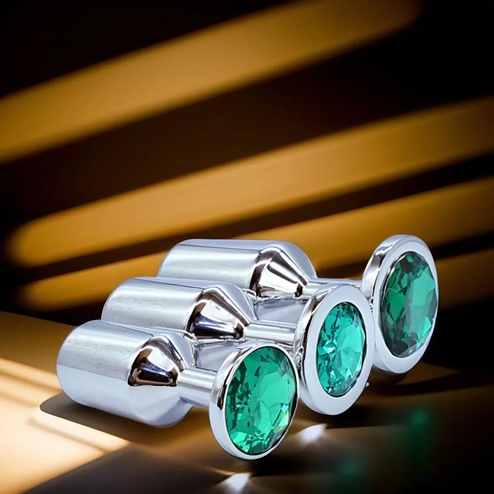 Gravity Anal Plugs Metal Silver Butt Trainer Jewel Inlaid Bottom Sex Toy Prostate Massager Backdoor Expander