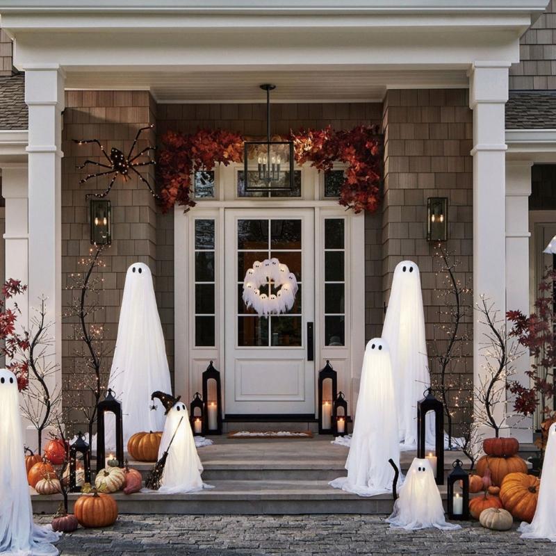 Knitted Fabric Phantom Decoration with Flexible Wire Frame Ideal for Door Wall Fireplaces Halloween Display