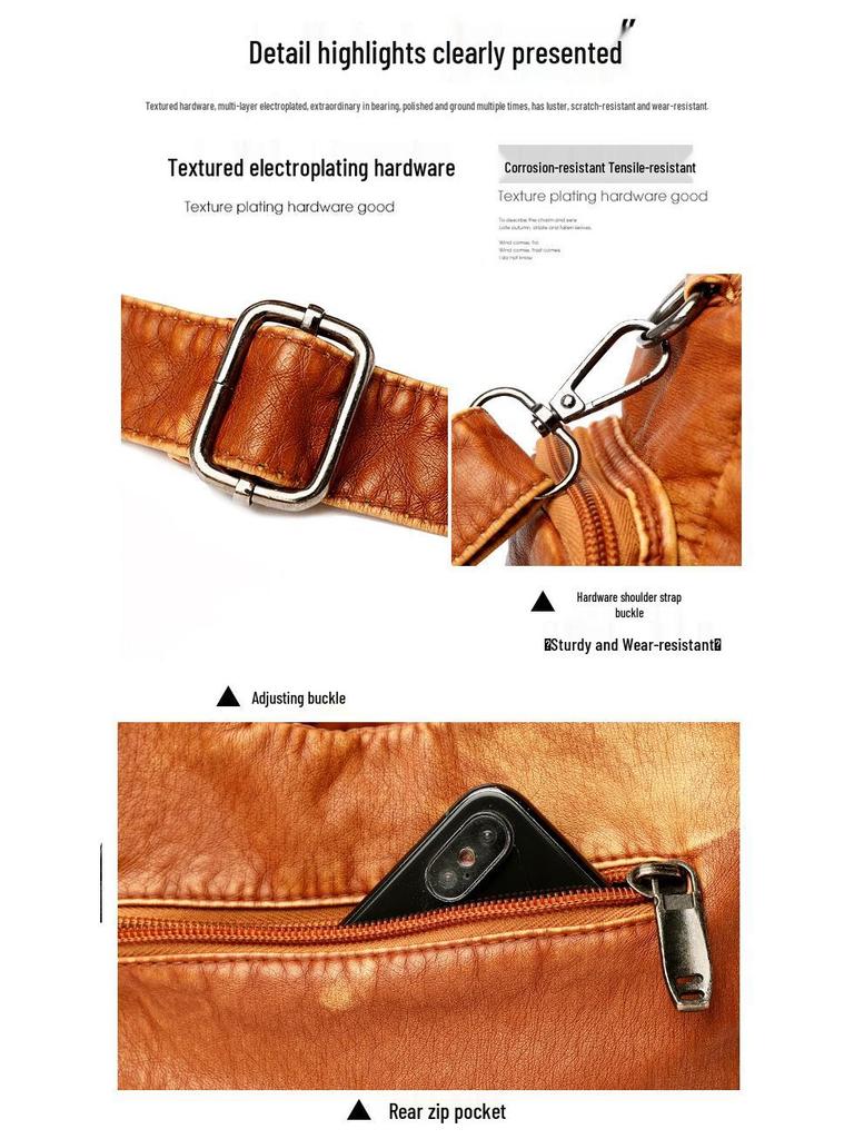 Large Capacity Soft Leather Single-Shoulder Crossbody Bag for Middle-Aged Women - Multi-Layer Casual Handbag