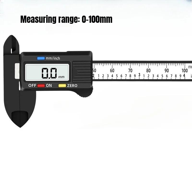 100/150mm Digital Caliper Vernier Caliper Gauge Measuring Tool for Carpentry Tools with Carbon Fiber Dial and Electronic Ruler Digital  Black 100mm