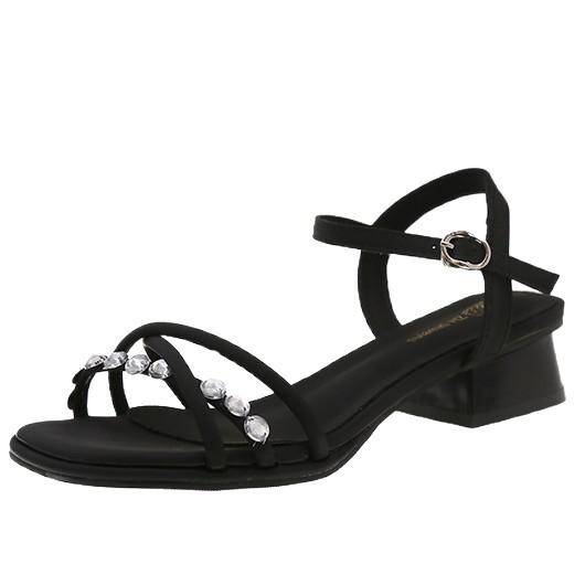 Dámské sandály na klínku se sukní dámské letní nová móda kamínky francouzský silný podpatek temperament s vysokými podpatky