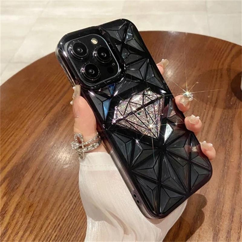 

Для iPhone 15 Pro Max Роскошный чехол с покрытием Flash Diamond для телефона iPhone 11 12 13 14 15 Мягкий прозрачный защитный чехол iPhone 13 Pro Max чёрный
