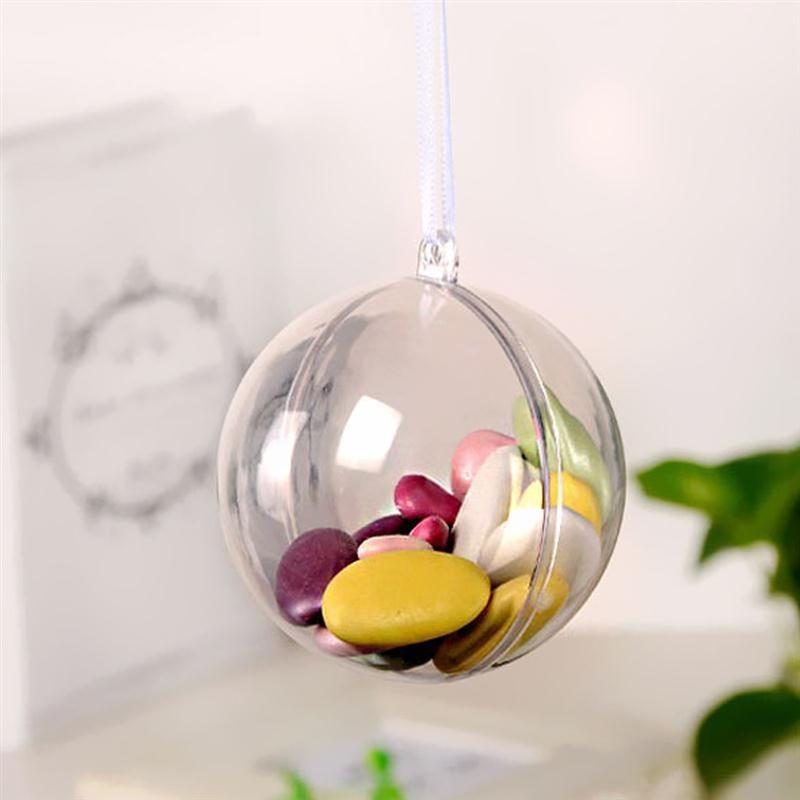 5pcs Transparent Ball Christmas Tree Pendant Xmas Hanging Decoration Candy Confetti Gift Box Holder