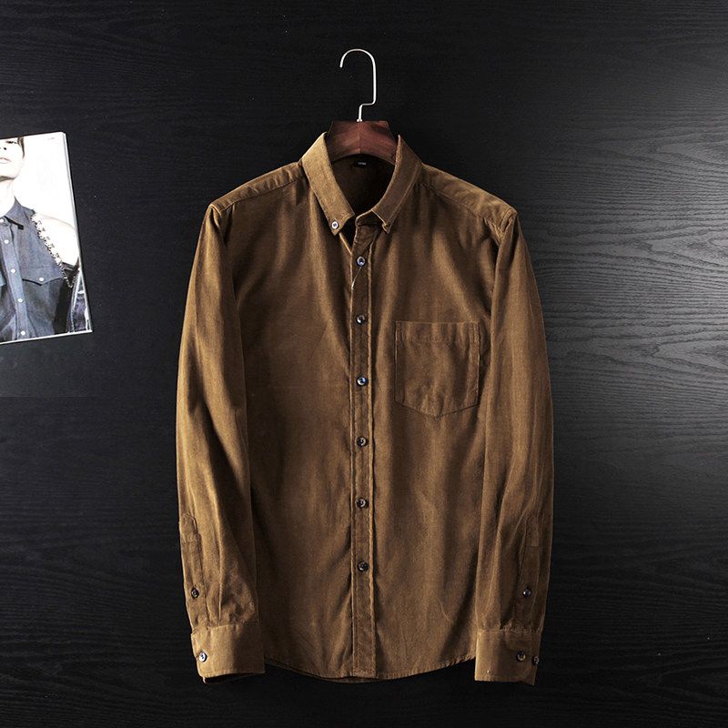 Foreign Trade Long-Sleeved Spring and Autumn Retro Label-Cutting Shirt