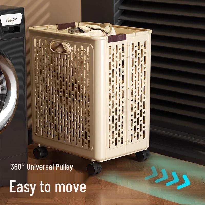 Foldable Large-Capacity Laundry Hamper with Wheels for Bathroom, Laundry Room, Next To Washing Machine