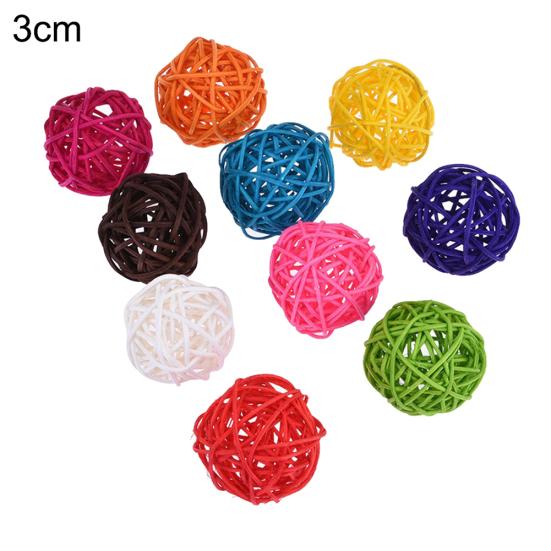 

10Pcs Bird Parrot Bite Play Toy Parakeet Cane Weaving Vine Ball Pet Cage Decor 3cm