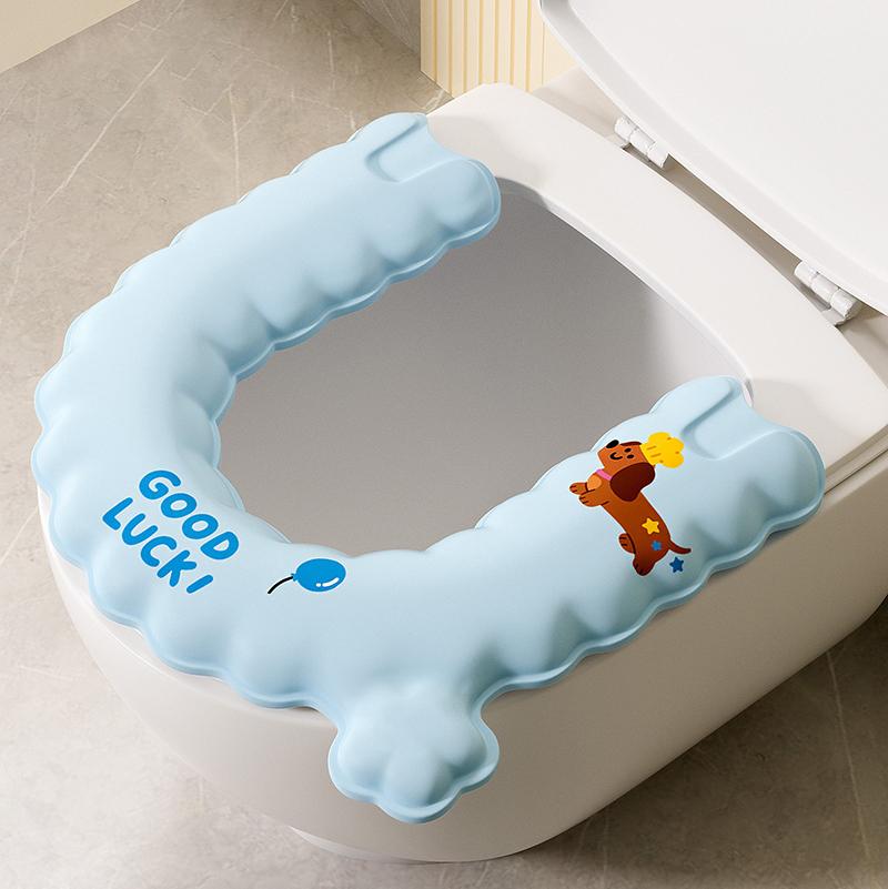 

New Four Seasons Universal Waterproof Wash-Free Half-Pack Toilet Seat Cushion Thickened Cartoon Adhesive Toilet Seat Cushion B