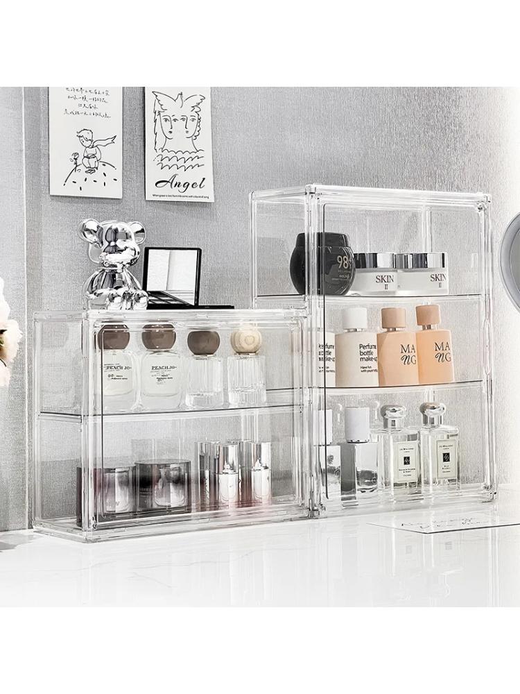 Transparante Acryl Make-up Organizer Stofdichte Opbergdoos Parfum Huidverzorging Vitrine Blind Box Figuur Organizer Plank