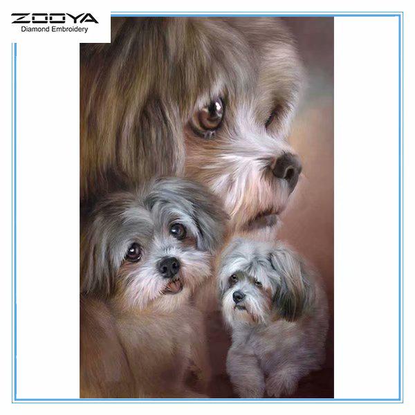 

ZOOYA 3D Алмазная вышивка Картина Вышивка крестом Круглый горный хрусталь Картина Животное собака