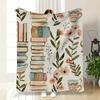 Vibrant Book & Floral Design Flannel printed blanket suitable for all seasons suitable for living room office sofa and travel