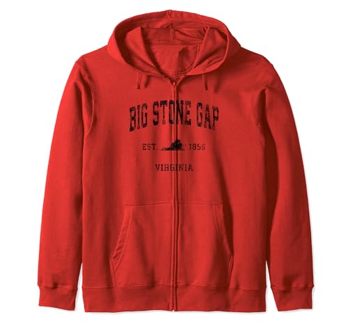 Big Stone Gap Virginia VA Vintage Athletic Black Sports Digital Zip Hoodie