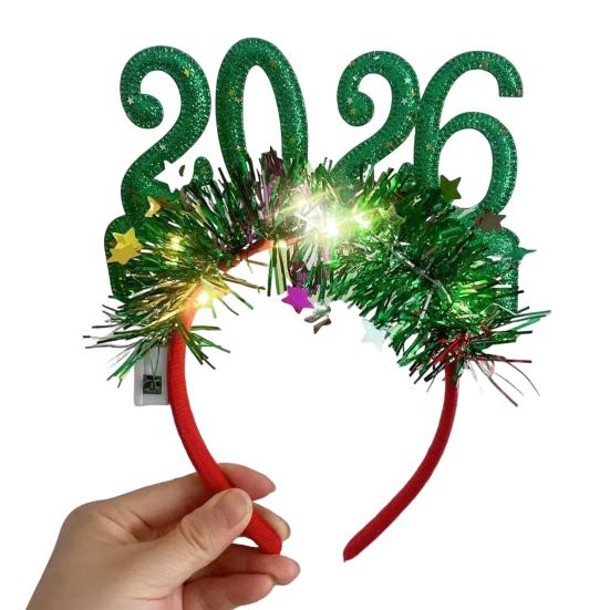 2026 Shiny New Year Hairband Glitter-Coated Headband Sparkling Numbers Design Hair Hoop Festive Hair Accessory