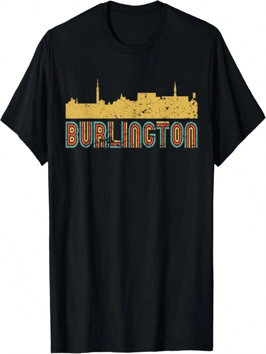 Vintage Retro Burlington Vermont Skyline T-Shirt S разноцветный