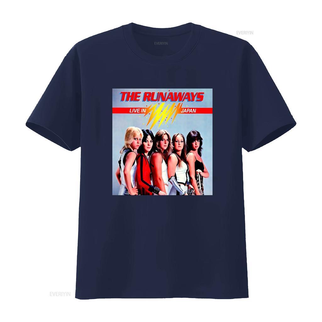 The Runaways Live In Japan Band Rock Tutto Femminile T Shirt Musicale vintage Lavato Traspirante uomo streetwear abbigliamento designer Casual