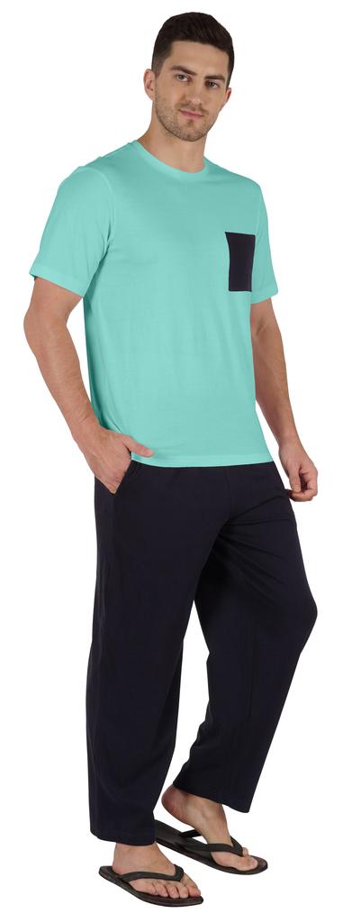 Inkmeso Solid Cotton Pajama Set  Half Sleeve Shirt With Pajamas  Loose fit 2 Pc Nightwear Pj For