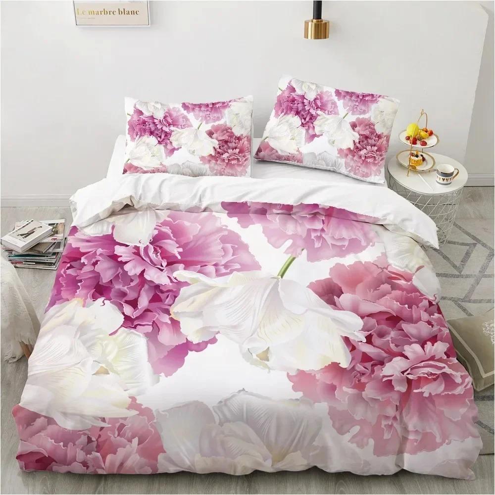 Pink Rose Flowers Bedding CollectionDuvet Cover Comforter Bed Collection Quilt Cover PillowcaseKing Queen Twin Size Boys Girls Adultse