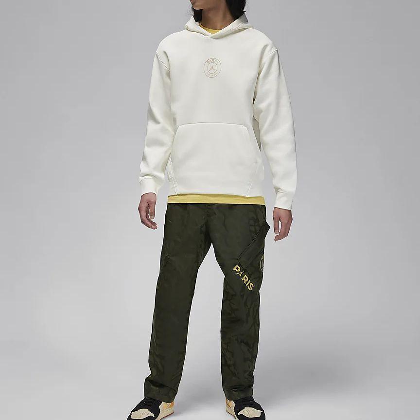 Jordan X PSG Collaboration SS24 Paris Saint-Germain Solid Color Hooded Fleece Sweatshirt Men Sweatshirt Sail-White FN5327133