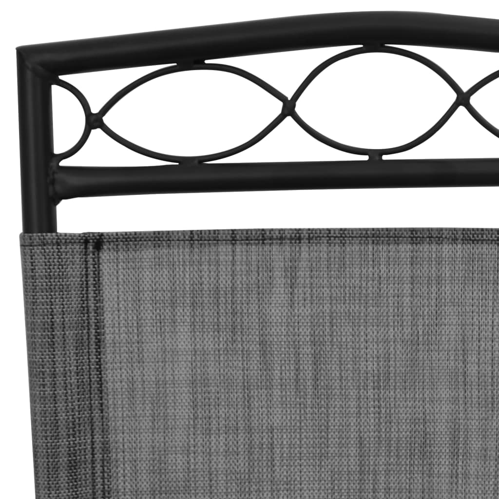 Foldable Garden Chairs 2 Pcs Grey Mottled Steel and Textilene