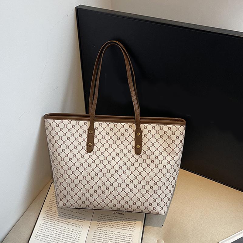 Borsa a tracolla classica vintage con stampa di lettere, grande capacità, da pendolare, da donna, in pelle PU, da ascella, a tracolla