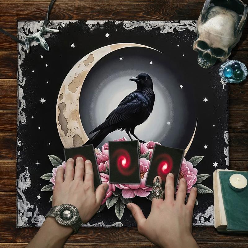Fleece Tarots Ceremony Mat Colorful Mystical Print 3 Size Option Machine Washable Soft Surfaces for Card Protections