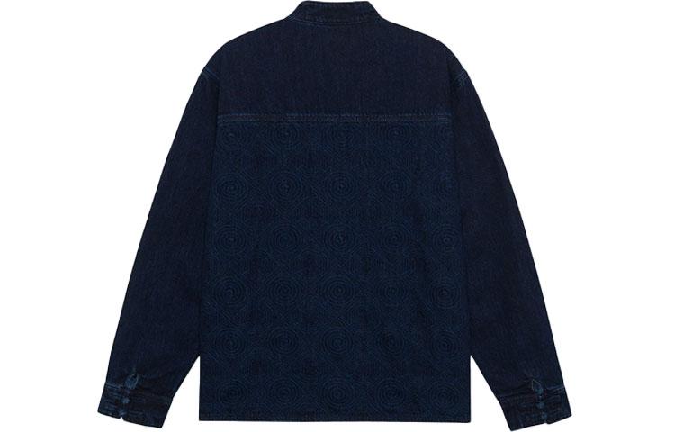 Li Ning Denim Jackets Unisex Denim Blue Stand Collar Moderate Straight Fit AJDS106-1