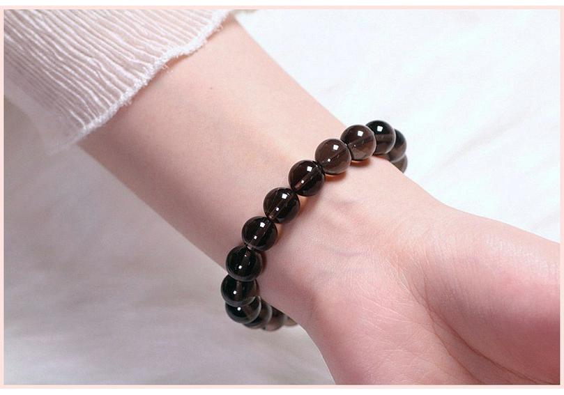 Natürliches brasilianisches Citrin & Rauchquarz Armband: Unisex Einsträngiger Kristallschmuck