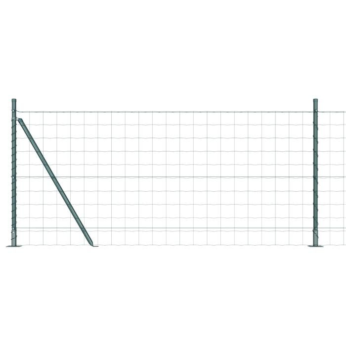 VidaXL Clôture Euro avec 7 poteaux flangés 0.8x10 m en acier galvanisé 3350835