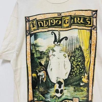 Vintage 90s Indigo Girls Band 992 Folk Music White T Shirt S To 5xl Cck678 Vintage Washed Top For Everyday Wear Homme Versatile