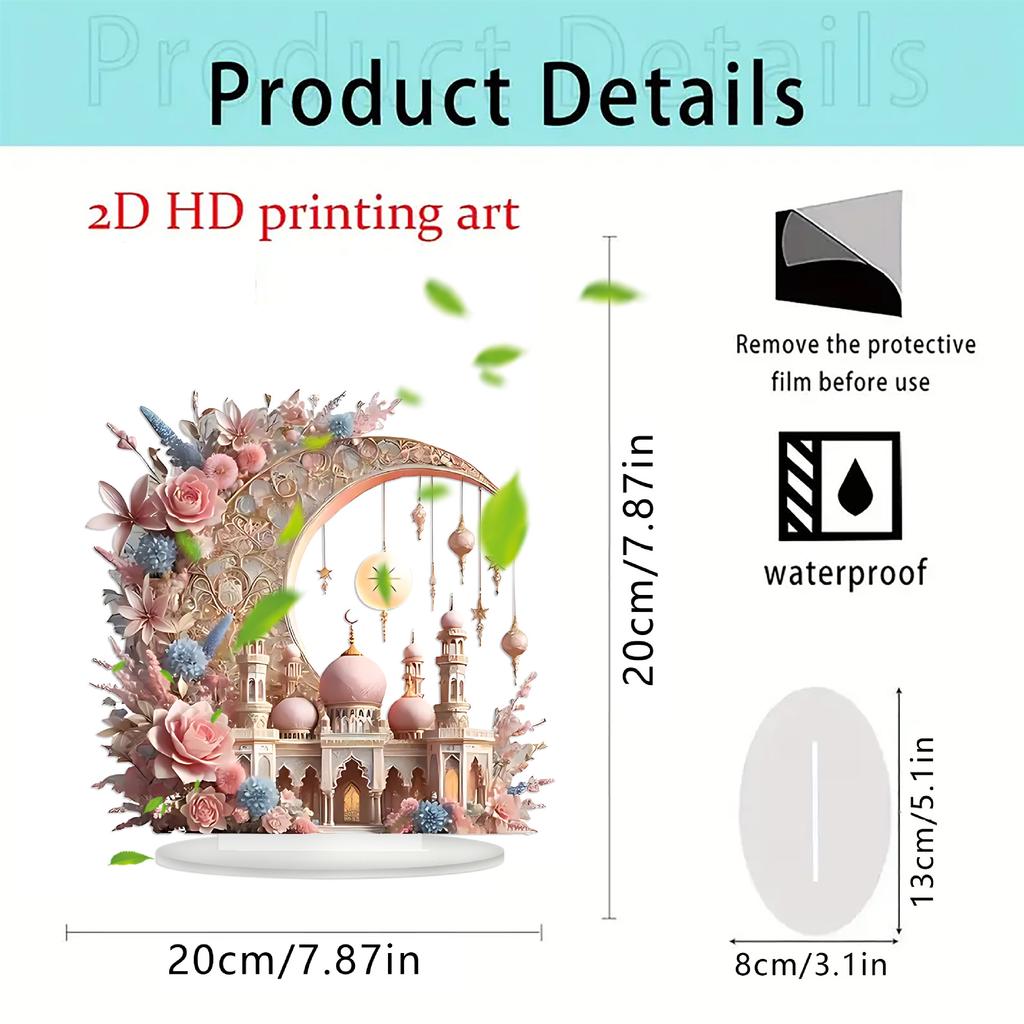 1 Stück Schloss beim rosafarbenen Mond. Acryl-Tischdekoration, Schlafzimmerdekoration. jemandem ein Geschenk machen